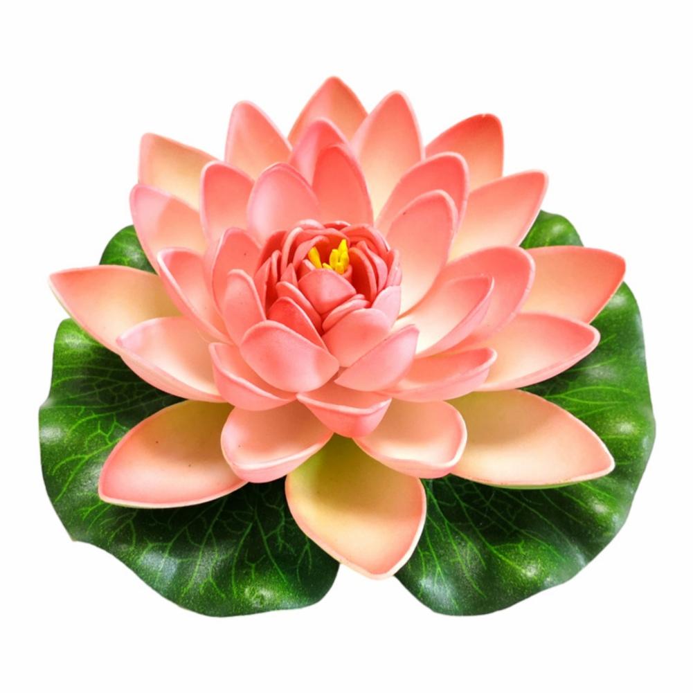 18cm Colorful Artificial Lotus Fake Floating Water Lily Flower Lotus Lifelike Micro Landscape Pond Plants Garden Pool Decor