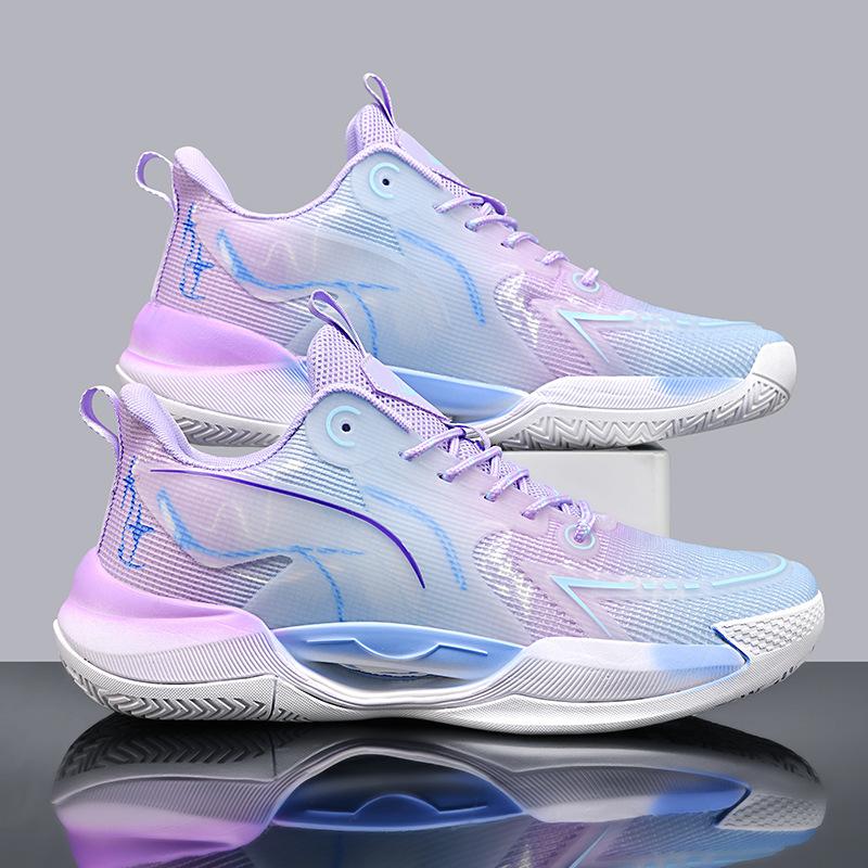 Luminous high-top basketball shoes men's actual combat cement boots teenagers junior high school students big children sports shoes