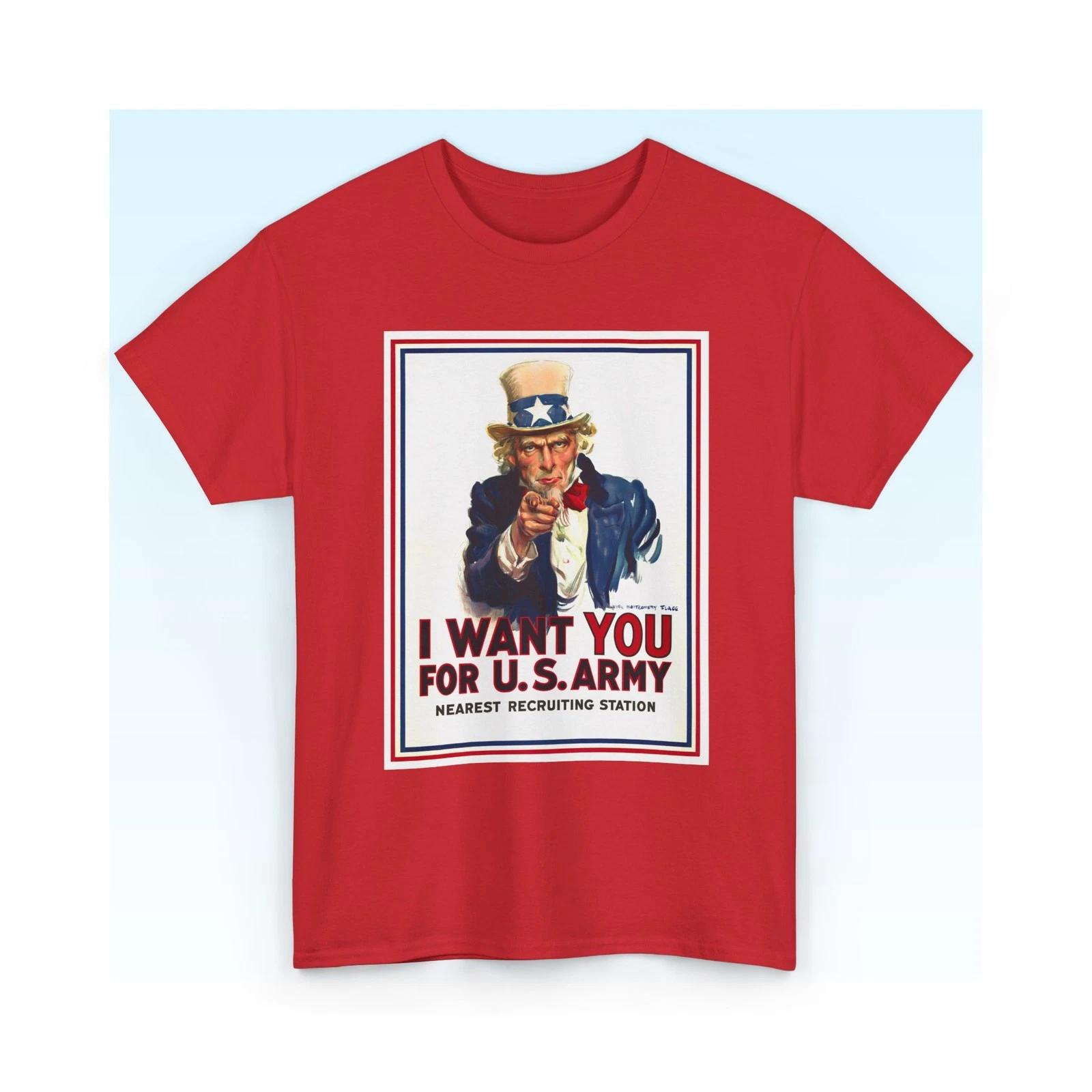 Uncle Sam I Want You Military Poster T-Shirt | Vintage Patriotic Tee S-5XL 2XL