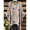 Camiseta para Mujer Estampado Floral Colorido Cuello Redondo Top Dobladillo Irregular Manga Corta Talla Grande Ropa para Mujer Casual al Aire Libre