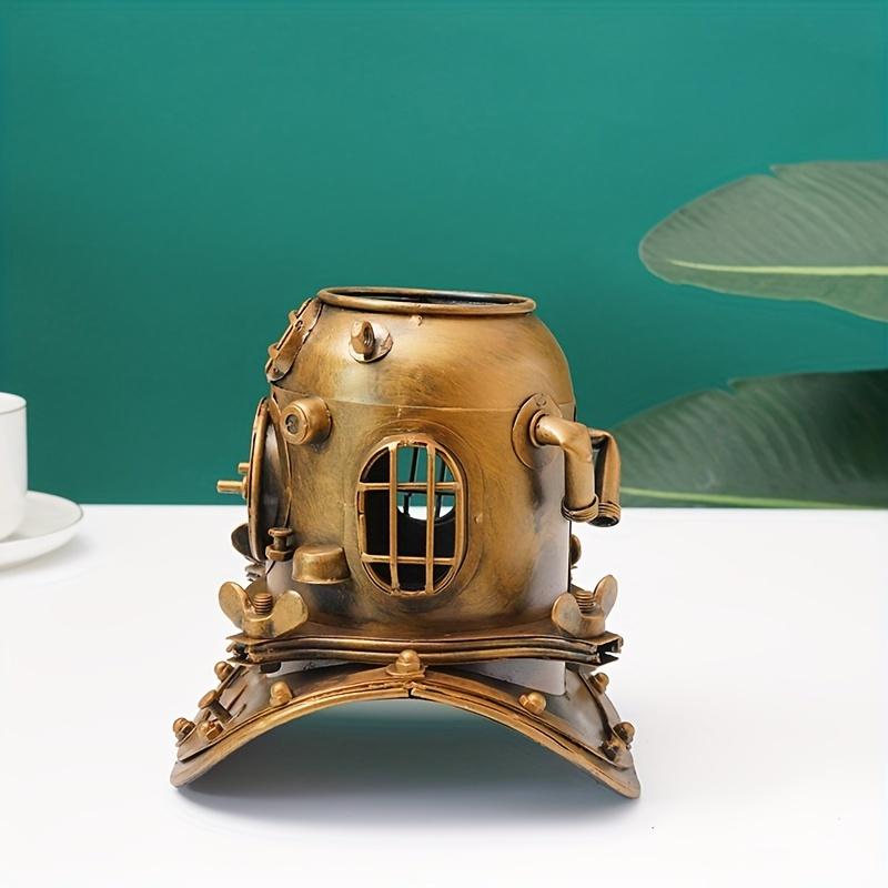 

Винтажный стимпанк железный шлем подставка для ручек, металлический декор в индустриальном стиле для дома, спальни или офиса, идеально подходит для Рождества, Хэллоуина, Пасхи, Хануки золотистый