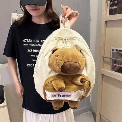 New Flow Backpack Student Girl Creative Cute Capybara Large Capacity Casual Cartoon Backpack