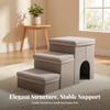 3-Step Pet Stairs Soft Steps with Den Cozy for Sofa, Living Room, Small Dogs