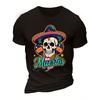 European Sizes Men's  T-Shirt - Soft Breathable  Crew Neck Tee with Skull - Graphic Shirt for Halloween - Mexican Cultural Apparel Gift