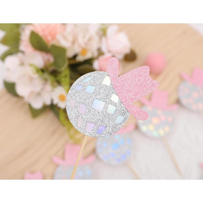 Disco Cowgirl Cupcake Toppers - Disco Ball Party Decorations, Set of 12 Cowgirl Birthday Cupcake Toppers, Disco Cowgirl Bachelorette Party