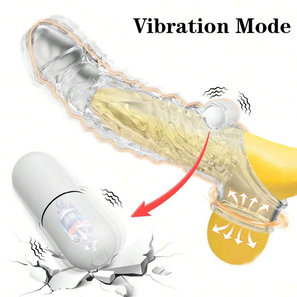 Realistic Penis Sleeve Penis Extender Powerful Vibrating Penis Ring Penis Sleeve Elastic Penis Ring, Enlargement Extension Suitable for Couple Use