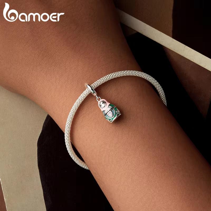 BAMOER Solid 925 Silver Matryoshka Doll Charm Bead fit Original Bracelet & Necklaces Jewelry DIY bamoer Charm SCC2901