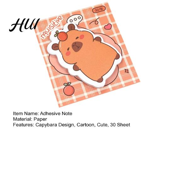 Glue-Free Sticky Pads 4 Pack Capybara Notepads, 30 Sheets Cute Self Cartoon Thick Paper Adhesive Notes Animal Memo Pads, for Office School Students