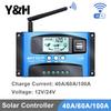 Y&H MPPT Solar Charge Controller 40A 60A 100A Dual USB LCD Display 12V 24V Solar Cell Panel Charger Regulator with Load