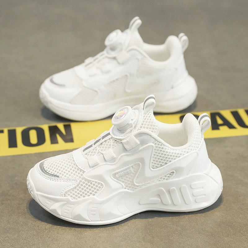 Youth style shoes Kids Breathable Mesh Running Shoes With Rotating Hook-and-Loop Boys Girls