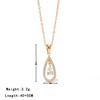 Fashion Minimalist Stainless Steel Jewelry 18k Gold Plated Waterproof Hollow Water Drop Shape Zircon Pendant Necklace YF6041