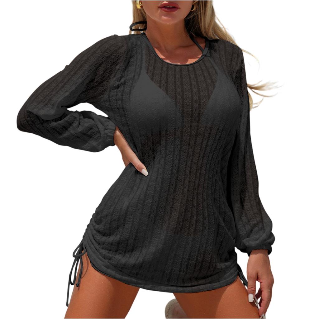 Γυναικείο Φόρεμα Παραλίας Δαντελωτό Beach Cover Shirt Σέξι Μαγιό Μπικίνι Σετ Τριών Τεμαχίων