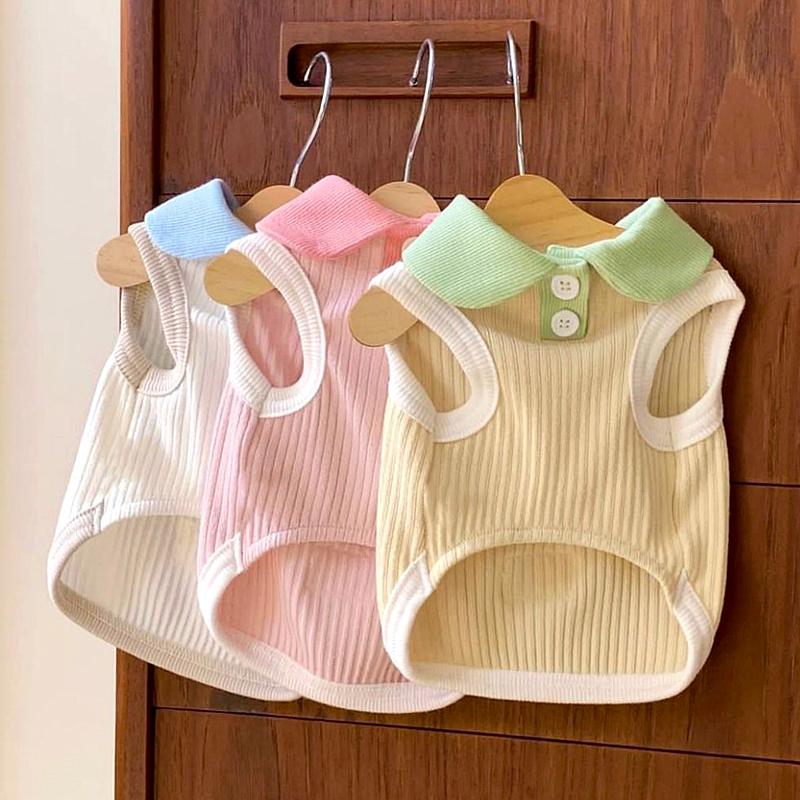 Striped POLO Shirt Puppy Clothes Spring and Autumn Thin Style Teddy Bichon Bear Schnauzer Pet Summer Cat Summer