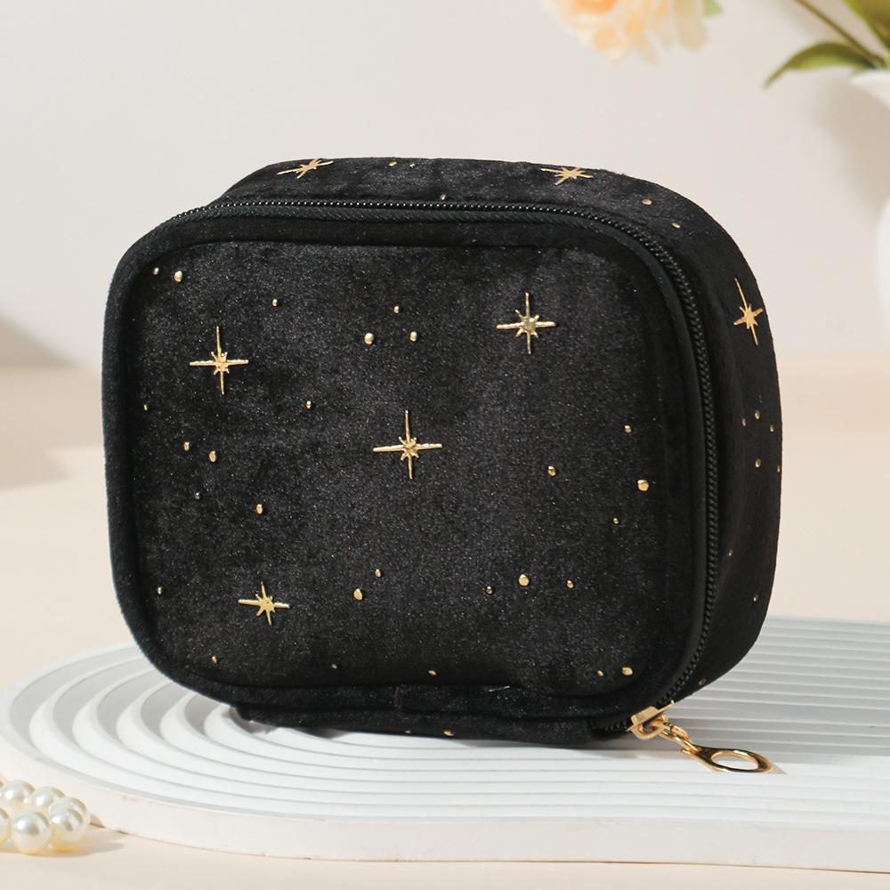 Multi-Use Portable Sparkling Star Makeup Bag Mini Size Square Shape Velvet Makeup Bag Makeup Pouch for Women