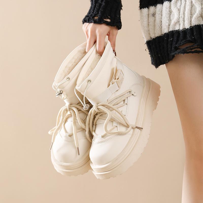 

Women s Large Size Soft Sole Heightening Winter Warm Fur One Snow Boots Padded Lined Ankle Boots Anti-slip Hiking Casual Sports Cotton Boots 35
