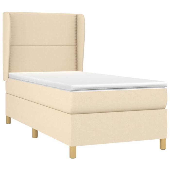 3128426 vidaXL Divan Bed with Mattress Cream 100x200 Cm Fabric