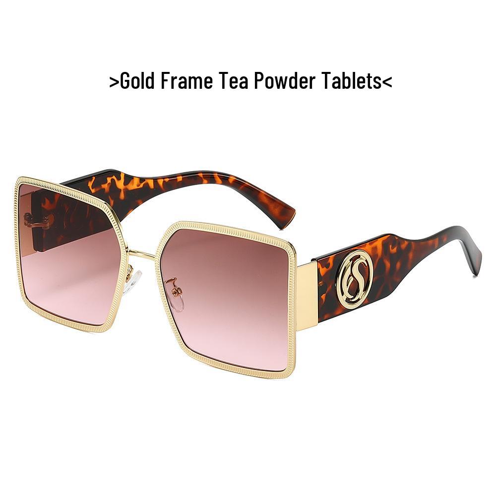 Women's Oversized Square Metal Frame Sunglasses: European & American Trend 3726