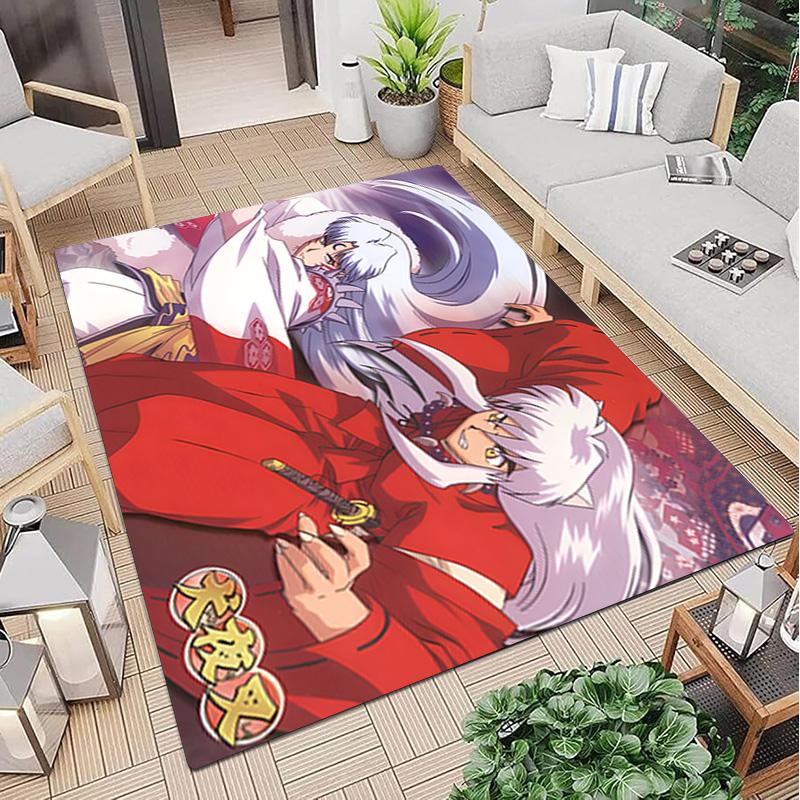 Inuyasha Vs Sesshomaru Carpet Office Decorative Carpet For Living Room Bedroom Door Mat Floor Rug Computer Chair Area Rug Holiday Gift