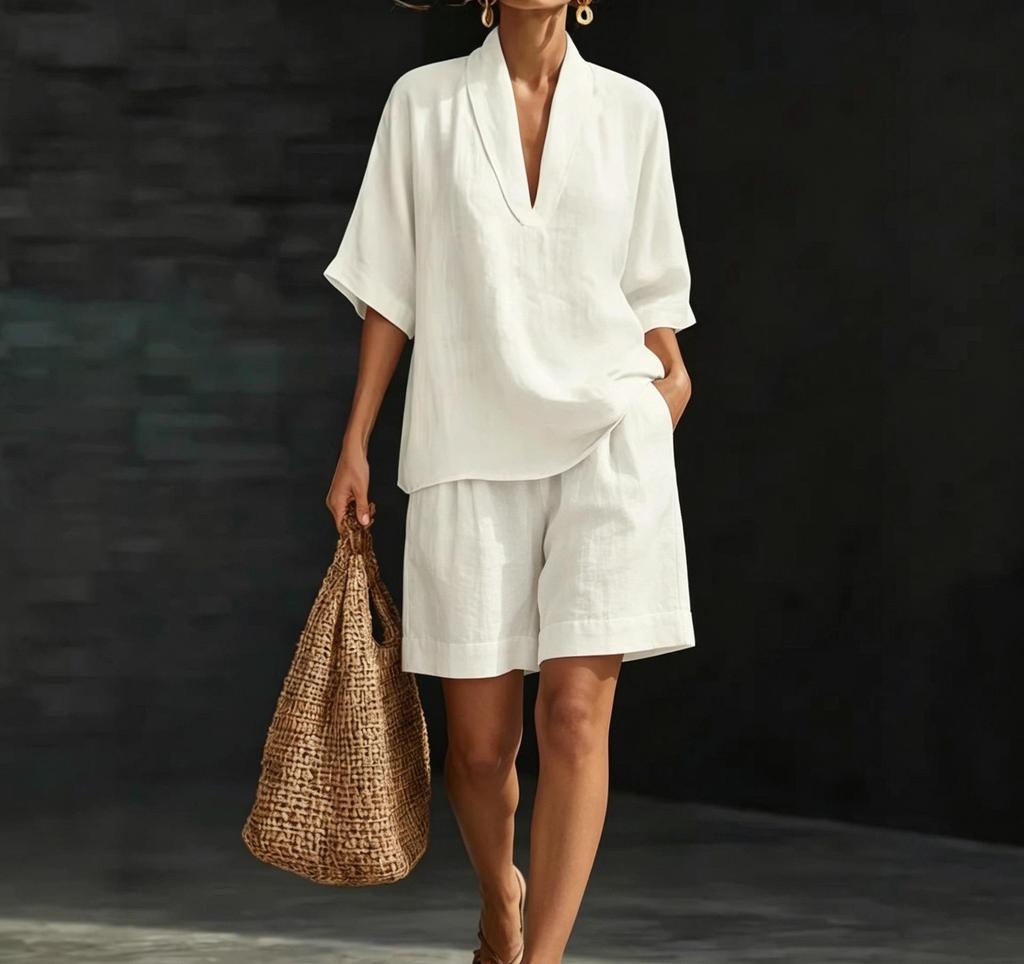 In Stock Women's Halter V-Neck Sleeveless Casual Fashion Set