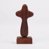 Magnetic Base Wood Cross Statue Portable Vintage Crosses Figurine Standing Handicraft Crucifix Sculpture Bookshelf Display