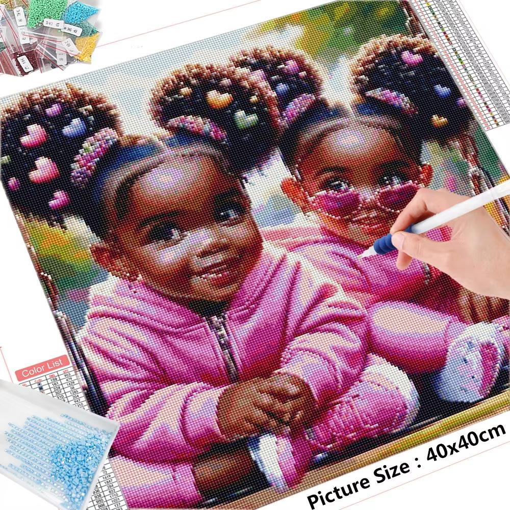 Diamond Painting African Girl Embroidery Cross Stitch Full Round Mosaic Portrait Rhinestones Handmade Hobby