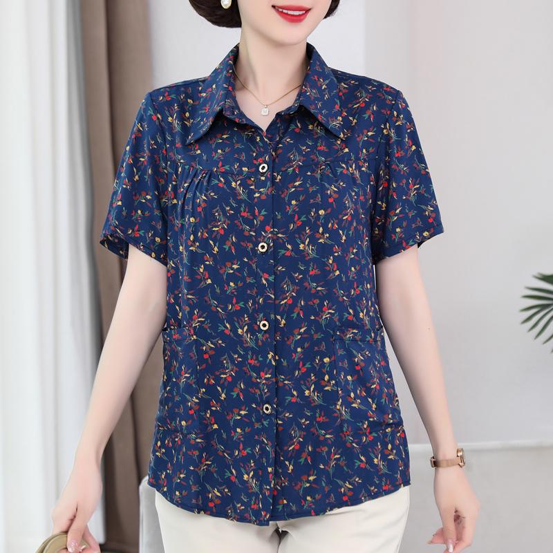 Summer Plus Size Shirts Women's Elegant Short Sleeve Summer Ladies Tops