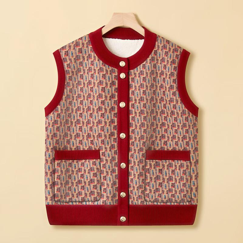 Hengyuanxiang Women's Fleece-Lined Winter Vest for Seniors