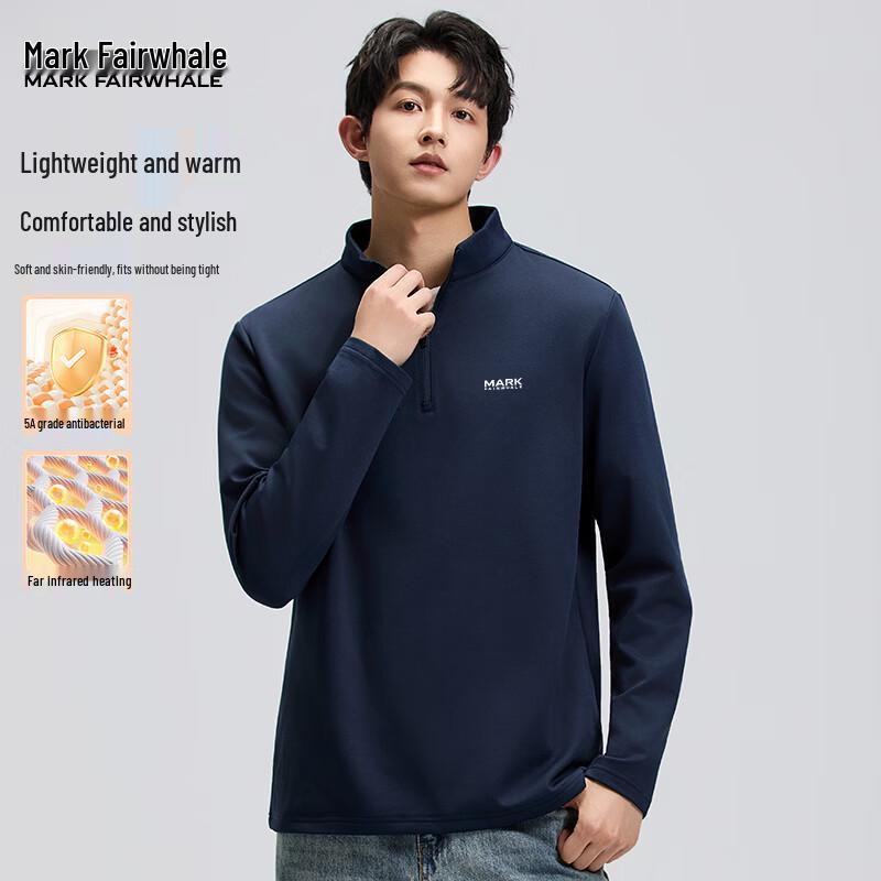 

Mark Fairwhale Men s Half-Zip Stand Collar Fleece-Lined Thermal Long-Sleeve T-Shirt 3XL