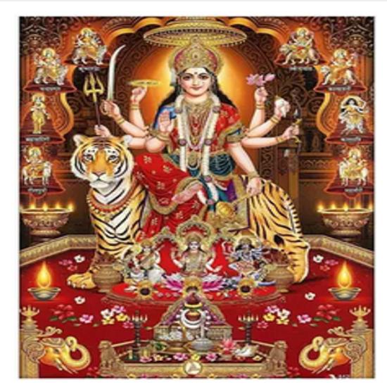 @ Indian Traditional Maa Durga Face Art Wall Sticker Multicolor 28Gm