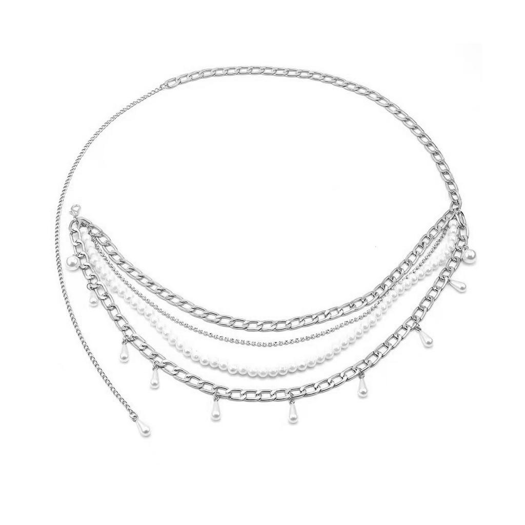 Elegant Imitation Pearls Waist Belt Jewelry Adjustable Design For Parties Daily Outfits And Special Occasion