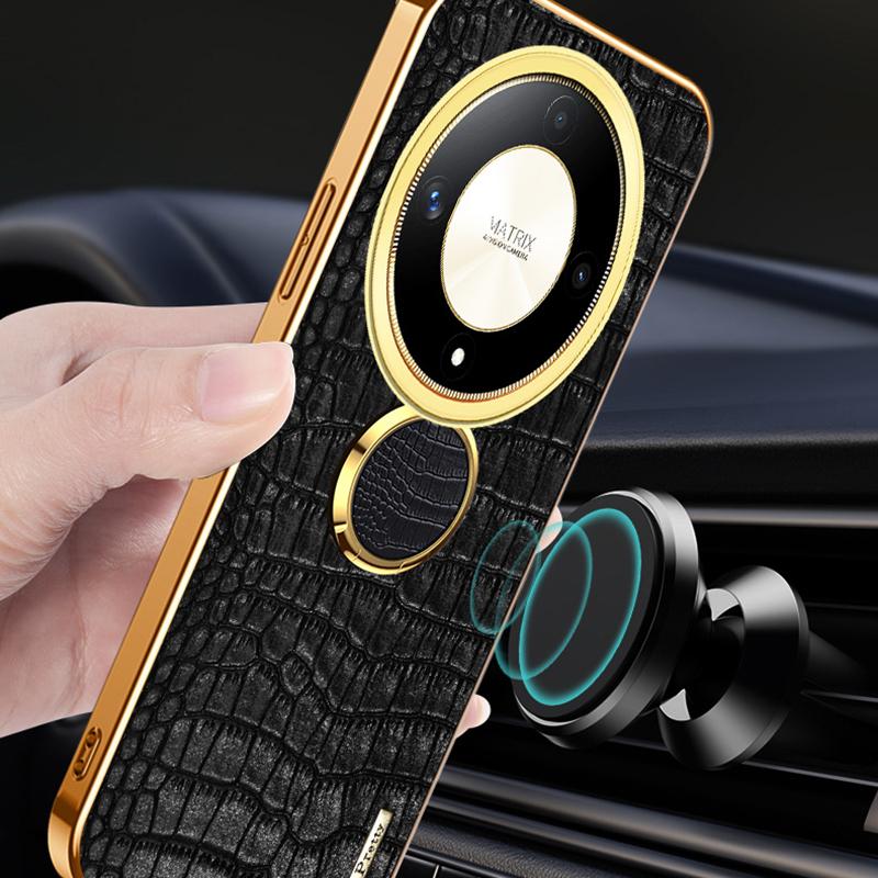 For Honor X9b 5G/Magic6 Lite 5G Cell Phone Case 6D Electroplating Finger Ring Kickstand Back Cover