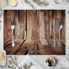 Plate Mat Place Mats Imitation Wood Grain Placemat Linen Pad 40*30cm For Dining Table Mat Non Slip Placemats Bowl Coaster