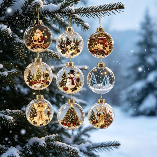 Interactive Holiday Countdown Christmas Advent Calendar, 24 Day Box with Tabletop Decor 2D Acrylic Round Ornaments, Festive Tree Hanging Decorative