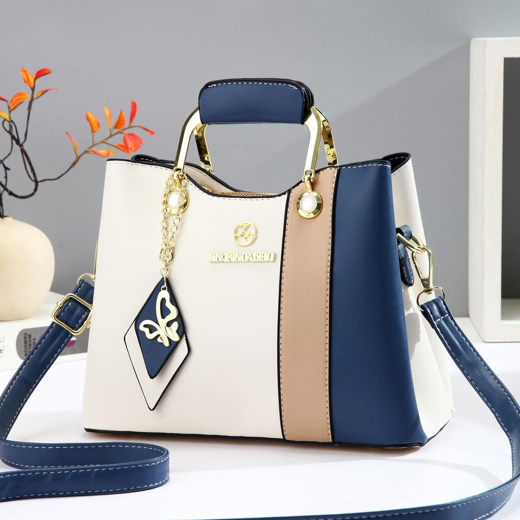 New Fashion Korean Style Color Block Women Handbag All Match Portable Single Shoulder Crossbody Daily Casual Purse