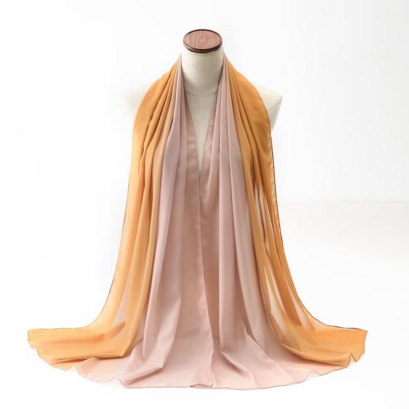 Koel Aanvoelende Tweekleurige Chiffon Sjaal Lichtgewicht UV-Beschermende Wikkel Dames Strand Reizen Accessoire