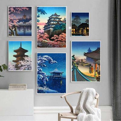 Japanese Landscape Retro Art Canvas Painting Cartoon Poster Office Wall Painting Living Room Bedroom Home Decoration Mural No Frame