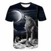 Maglietta Bambini Ragazzi Stampa 3D Animale Lupo Manica Corta Top Estivi Casual dai 2 agli 8 Anni Vestiti per Bambini T-Shirt Bambina
