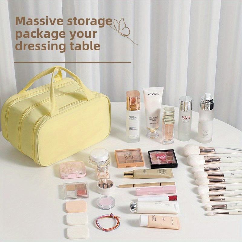 New Large Capacity Women Cosmetic Bag Portable Dual Handle 3-Layer Makeup Storage Bag Luxury