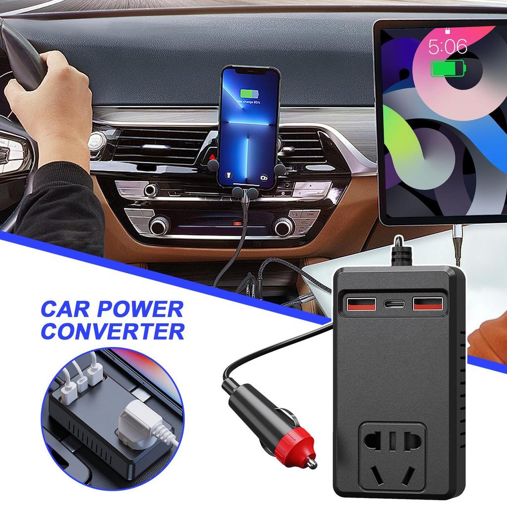 Car Power Inverter 220V Car Charger Inverter Temperature Control Portable Charger Battery Adapter Plug For Vehicle RV Truck