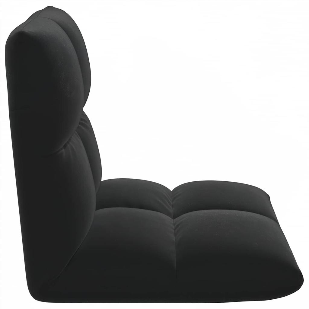Adjustable Floor Footstool Black Velvet