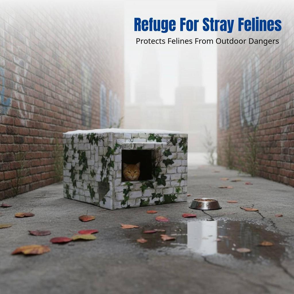Waterproof Outdoor Cat House, Foam Insulated, Stray Shelter