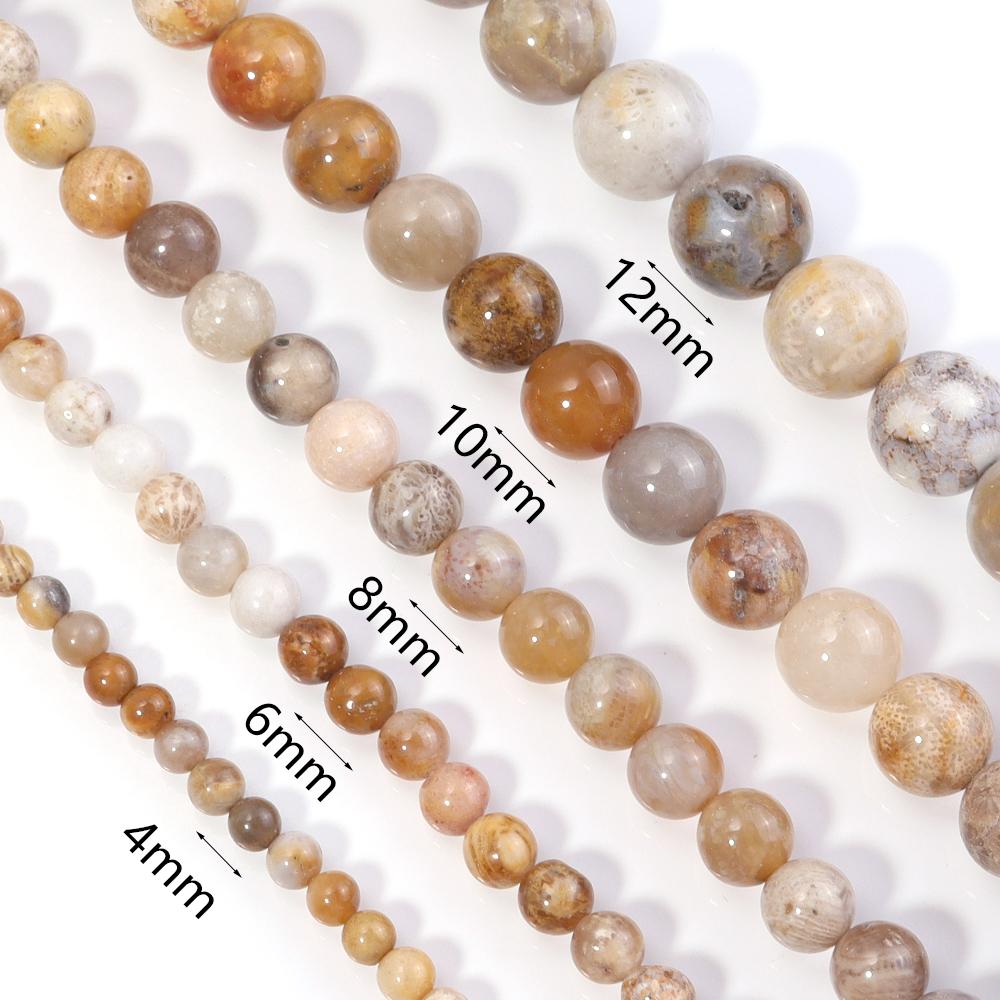 Natural Coral Jade Stone Beads 4 6 8 10 12mm Chrysanthemum Agate Round Spacer Beads For DIY Jewelry Making Bracelets Necklace