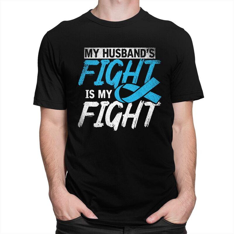 My Husbands Fight Is My Fight Prostate Cancer Awareness T Shirt Short Sleeves Graphic Clothing Loose Fit 100 Cotton Tee Tops