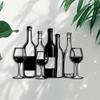 Metal Wine Glass Wall Art Hanging Decoration for Restaurant Bar Creative Wall Mounted Wine Bottle and Glass Design Metal Sculpture
