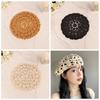 Cotton Lace Hollow Flower Hat Breathable Spring Crochet Knitted Cap Hollowed Out Beret Hat  Holiday