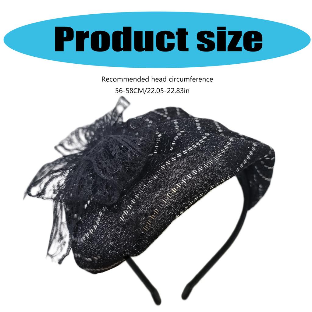 High Skull Lace Bowtie Headband French Mesh Half Hat Hairhoop Female Elegant Teaparty Hair Covering Formal Hair Ornament