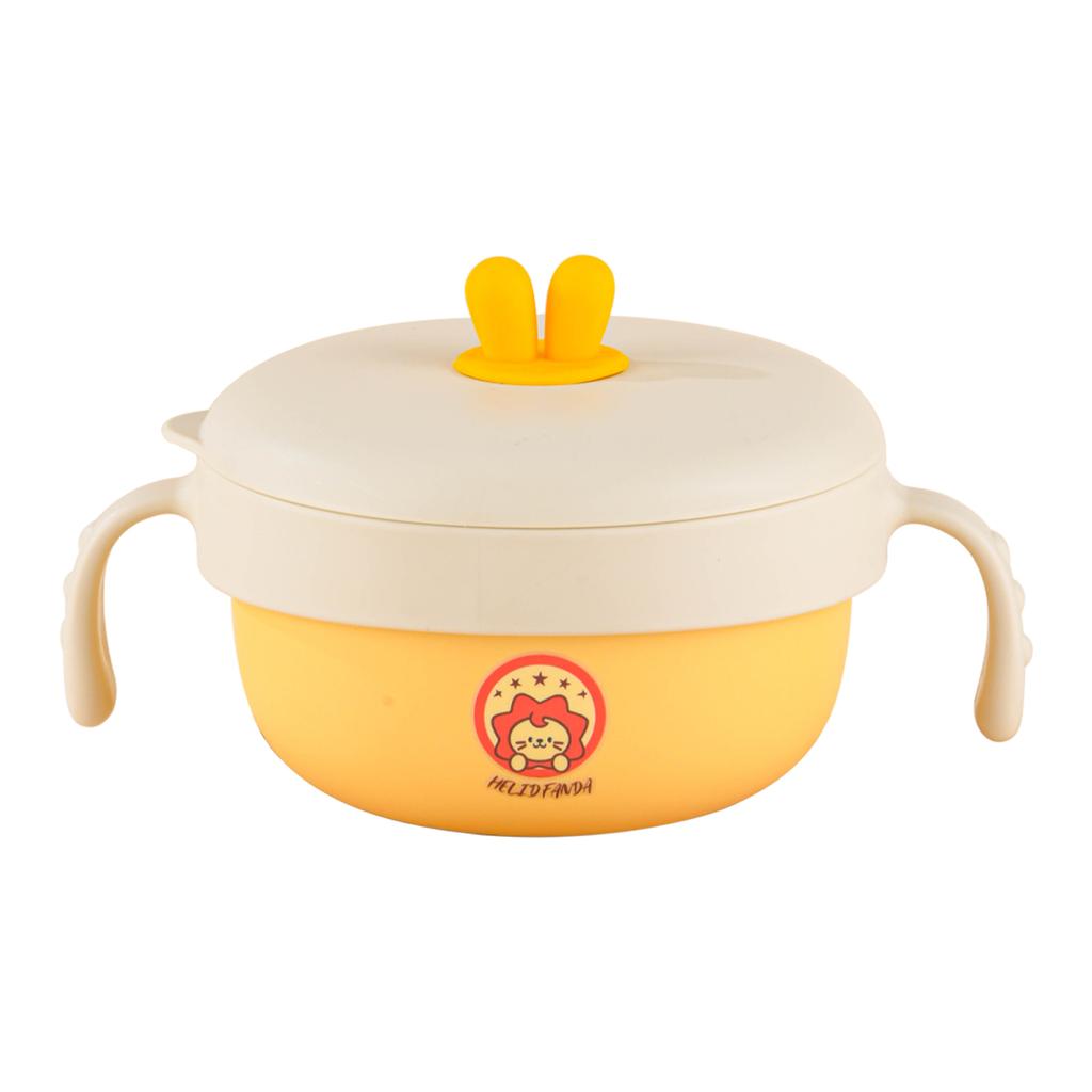 316 Stainless Steel Rice Bowl Children Tableware Anti-scald Food Container With Cutlery Double Handle Kid Feeding Bowl