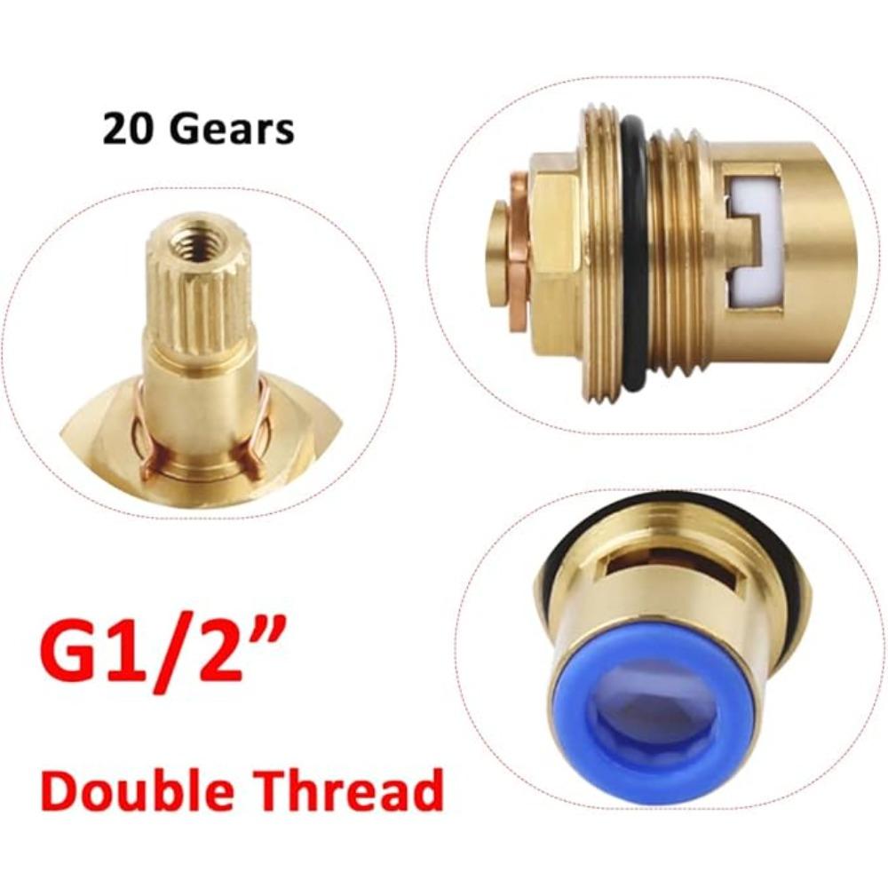 1/2" Replacement Brass Ceramic Disc Tap for VALVE Quarter Turn Cartridges Gland Insert 20 Teeth Bathroom Faucet Accessor