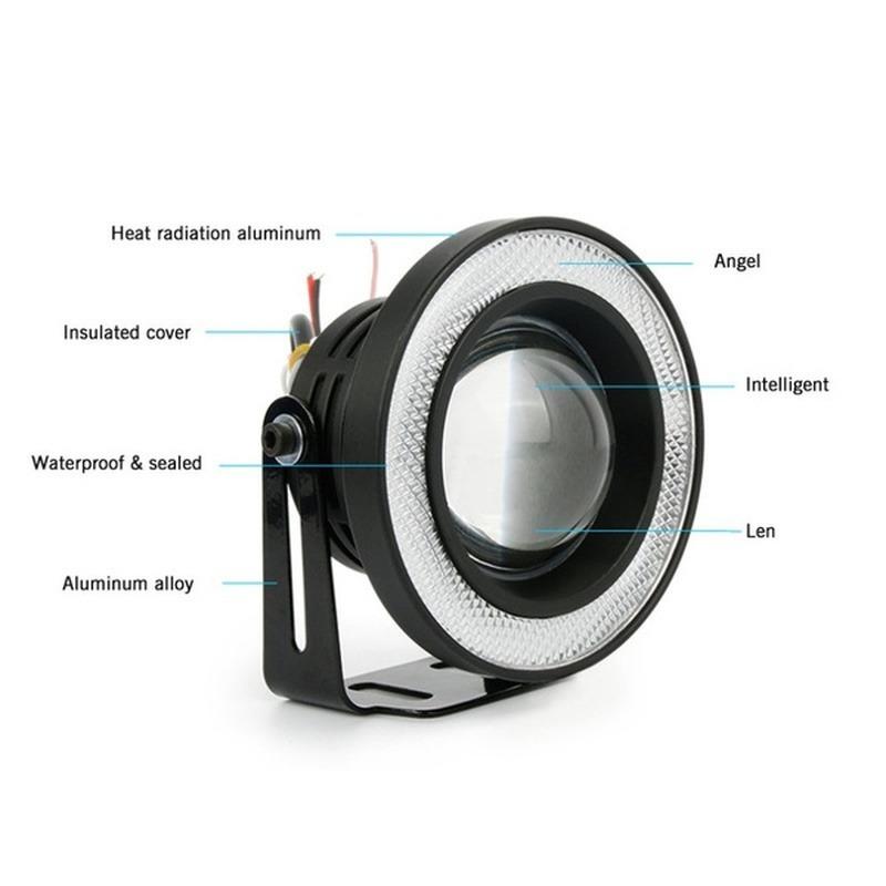 2Pcs/1Pc Car Universal Modification LED Angel Eye Fog Lamp Assembly Highlights Daytime Running Lights for Suv Offroad