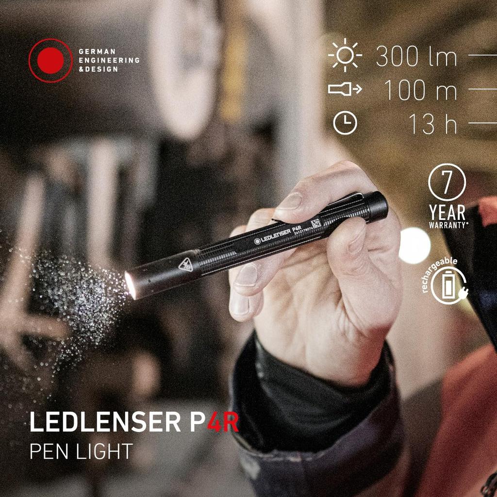 Ledlenser P4R 4th Generation Rechargeable LED 300 100m Focus Battery Lightweight Warranty with Released September Trusted German Ledlenser Flashlight,